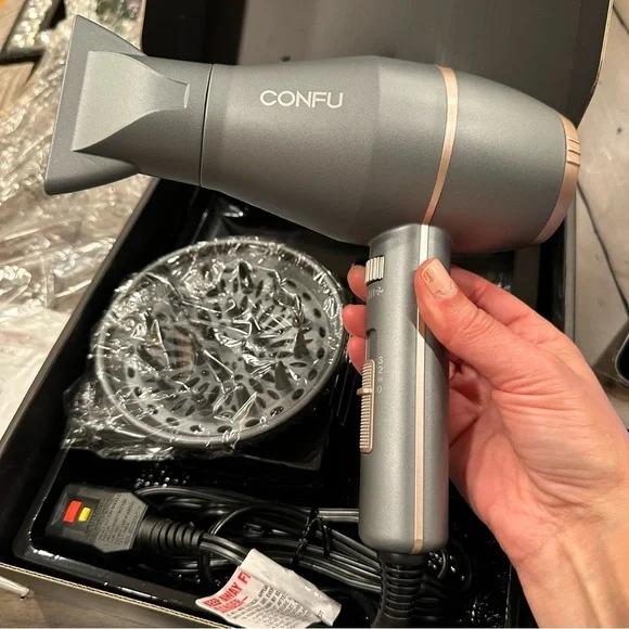 Grey Hair Dryer with Diffuser 1875W, Negative lonic Blow Dryer It#TB8 - Picture 6 of 12